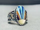 Native American One Of The Best Vintage Inlay 14k Gold Marked Sterling Silver Ring-Nativo Arts
