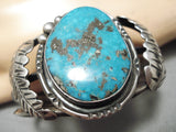 One Of The Best Vintage Native American Navajo Old Kingman Turquoise Sterling Silver Bracelet-Nativo Arts