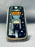 Towering Extreme Intricacy Native American Navajo Night Sky Turquoise Sterling Silver Ring-Nativo Arts