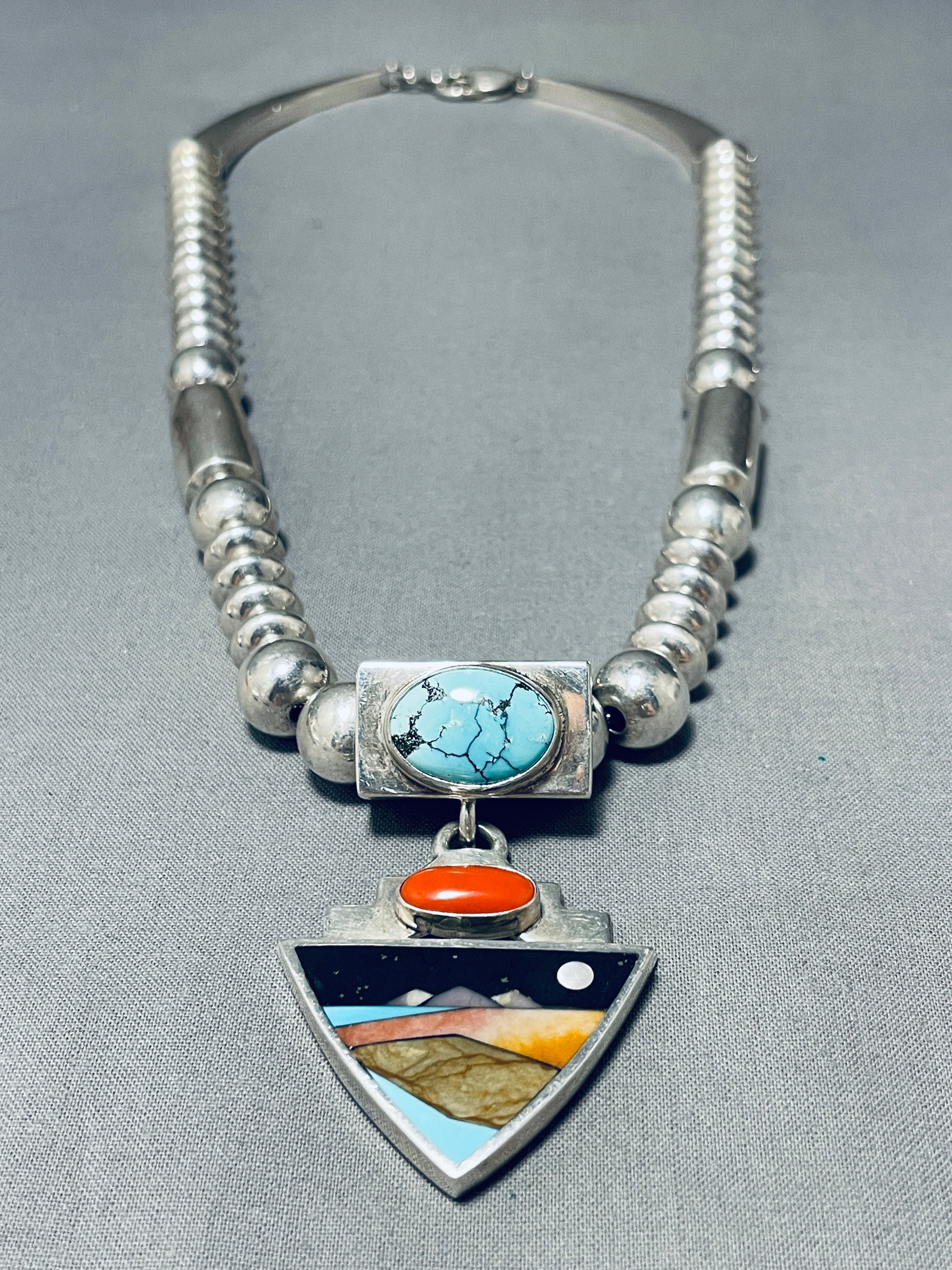 Native American Important Comanche Apache Turquoise Inlay Vintage
