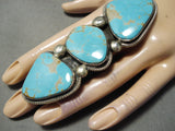 One Of The Biggest Crazy Native American Navajo Ricky Martinez #8 Turquoise Sterling Silver Ring-Nativo Arts