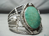 Colossal Vintage Native American Navajo Carico Lake Turquoise Sterling Silver Bracelet-Nativo Arts