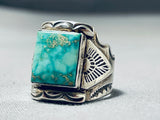 Vivid Turquoise Carico Lake Vintage Native American Navajo Sterling Silver Ring-Nativo Arts