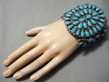Colossal Vintage Native American Navajo Tears Of Joy Turquoise Sterling Silver Bracelet Old-Nativo Arts