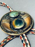 One Of The Most Unique Vintage Native American Navajo Green Turquoise Sterling Silver Bolo Tie-Nativo Arts