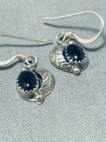 Exceptional Vintage Native American Navajo Black Onyx Sterling Silver Earrings-Nativo Arts