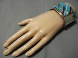 Museum Vintage Native American Navajo Francis Lincoln Turquoise Inlay Sterling Silver Bracelet-Nativo Arts