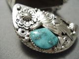 Thick Heavy Sturdy Native American Navajo Turquoise Sterling Silver Necklace-Nativo Arts