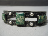 Early 1900's Vintage Native American Navajo Cerrillos Turquoise Sterling Silver Bracelet-Nativo Arts