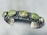 Smithsonian Artist Vintage Native American Navajo Green Turquoise Sterling Silver Bracelet-Nativo Arts