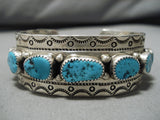 Rare Al Boyd Vintage Native American Navajo Blue Turquoise Sterling Silver Bracelet Cuff-Nativo Arts