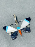 Superior Vintage Native American Zuni Turquoise Sterling Silver Butterfly Pendant-Nativo Arts