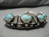 Important Heavy And Thick Vintage Native American Navajo #8 Turquoise Sterling Silver Bracelet-Nativo Arts