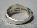 Important Double Technique Native American Navajo Turquoise Sterling Silver Ring-Nativo Arts