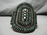 The Best Vintage Native American Navajo Zuni Green Nedlepoint Turquoise Sterling Silver Bracelet-Nativo Arts