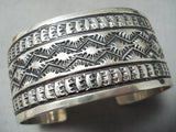 Detailed Sunny Reeves Native American Navajo Sterling Silver Extreme Stamp Bracelet-Nativo Arts