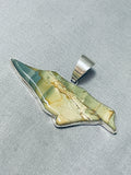 Extraordinary Native American Navajo Signed Agate Sterling Silver Colossal Pendant-Nativo Arts