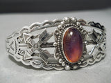Rare Early Century Vintage Native American Navajo Sterling Silver Dragon's Breath Opal Bracelet-Nativo Arts