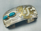 Kachina Spiderweb Turquoise Vintage Native American Navajo Sterling Silver Bracelet-Nativo Arts