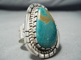 Signed Vintage Native American Navajo Royston Turquoise Sterling Silver Ring-Nativo Arts