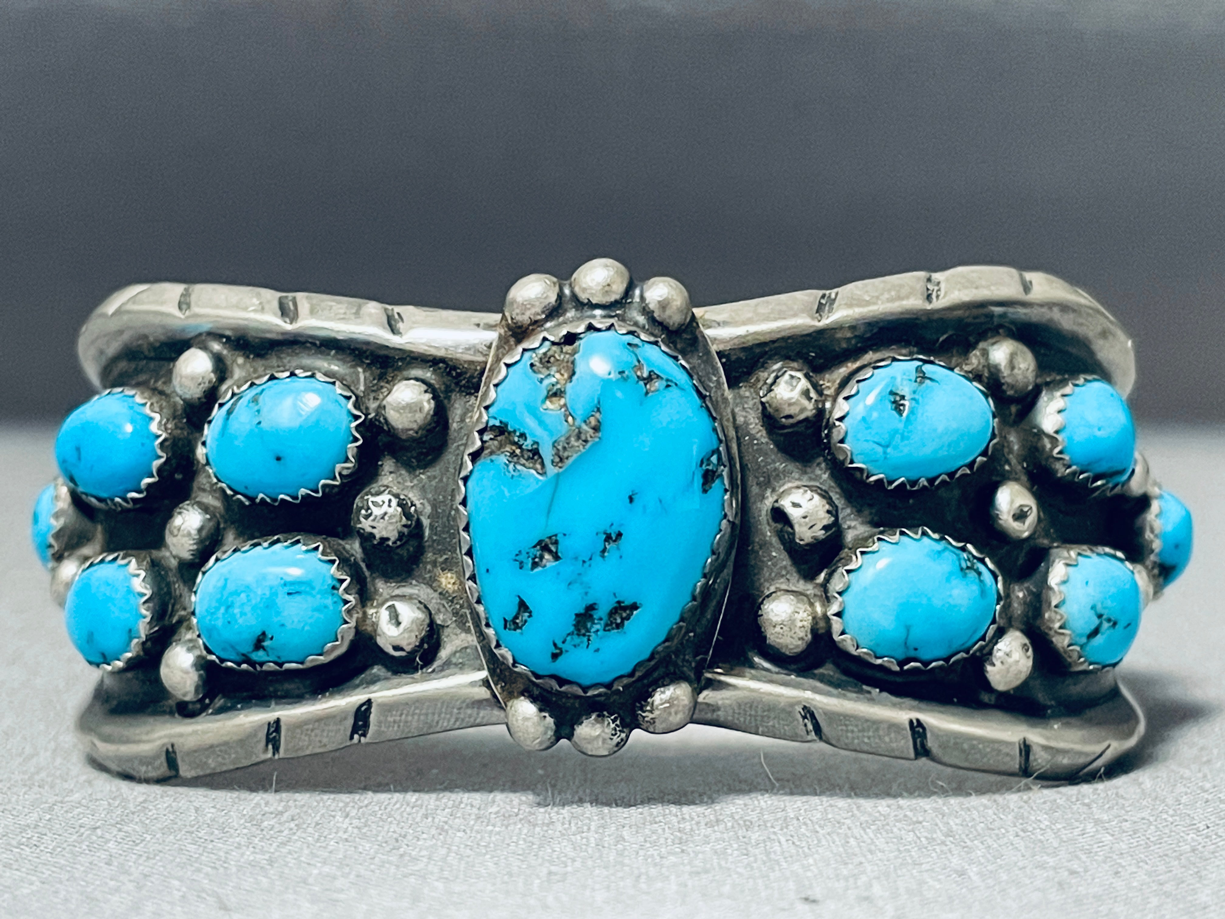 Milton Lasiloo Vintage Native American Zuni Morenci Turquoise