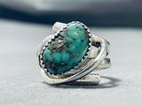 Unique Advanced Silver Work Native American Navajo Pilot Mountain Turquoise Sterling Silver Ring-Nativo Arts