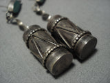 Amazing Vintage Zuni Sterling Silver Native American Turquoise Earrings-Nativo Arts