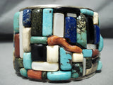 One Of The Best Ever Vintage Native American Navajo Turquoise Inlay Sterling Silver Bracelet-Nativo Arts
