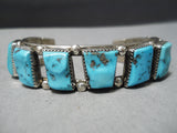 Important Vintage Native American Navajo Jerr Roan Turquoise Sterling Silver Bracelet Old-Nativo Arts
