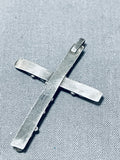 Authentic Vintage Native American Navajo Blue Green Turquoise Sterling Silver Cross Pendant-Nativo Arts