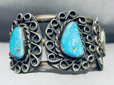 Museum Swirl Vintage Native American Navajo Blue Turquoise Sterling Silver Bracelet-Nativo Arts