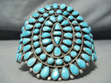 One Of Best Vintage Native American Navajo Blue Gem Turquoise Sterling Silver Cluster Bracelet-Nativo Arts