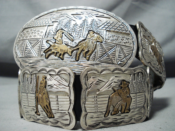 Signed Vintage Navajo Native American Sterling Silver Concho Belt Old-Nativo Arts