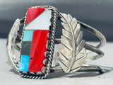 Beautiful Vintage Native American Navajo Turquoise Sterling Silver Leaf Bracelet-Nativo Arts