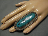 Magnificent Vintage Native American Navajo Blue Gem Turquoise Sterling Silver Ring Old-Nativo Arts