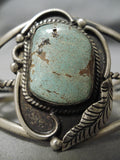 Incredible Vintage Native American Navajo #8 Turquoise Sterling Silver Leaf Bracelet Old-Nativo Arts