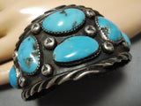 Vintage Native American Navajo Bracelet- Turquoise Morenci Sterling Silver-Nativo Arts
