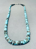 Veryn Old And Rare Vintage Native American Navajo Blue Diamond Turquoise Heishi Necklace-Nativo Arts