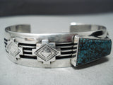 Incredible Vintage Native American Navajo Geomtric Turquoise Sterling Silver Channel Bracelet-Nativo Arts