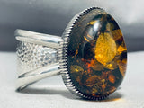 Important Unique Native American Navajo Amber Sterling Silver Bracelet Cuff-Nativo Arts