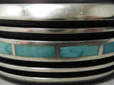 Native American Opulent Vintage Zuni Ihss Dmy Turquoise Sterling Silver Bracelet Old-Nativo Arts