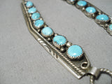 Exquisite Vintage Native American Navajo Sky Blue Turquoise Sterling Silver Necklace-Nativo Arts
