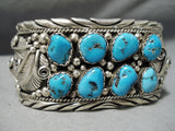 Mark Smith Vintage Native American Navajo Morenci Turquoise Sterling Silver Bracelet Old-Nativo Arts