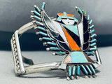 One Of The Best Vintage Native American Zuni Turquoise Inlay Sterling Silver Bracelet-Nativo Arts