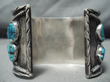 Huge Heavy Thick Vintage Native American Navajo Turquoise Sterling Silver Bracelet Old-Nativo Arts