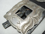 Huge Hand Wrought Vintage Native American Navajo Sterling Silver Concho Belt Old-Nativo Arts