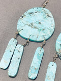 Rare Native American Navajo Turquoise Sterling Silver Tanya Tucker Style Earrings-Nativo Arts