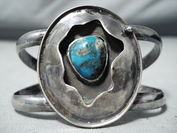 Very Rare Vintage Native American Navajo Old Morenci Turquoise Sterling Silver Bracelet-Nativo Arts