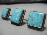Rare Vintage Native American Navajo 2 Finger Spiderweb Turquoise Sterling Silver Ring-Nativo Arts