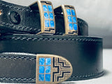 The Best Vintage Native American Navajo Denim Lapis Sterling Silver Ranger Buckle Belt Set-Nativo Arts